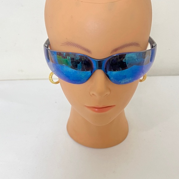 Hagerman unisex Robotic Rectangular Rimless Shield Sport Mirror sunglasses Blue. - Picture 3 of 10